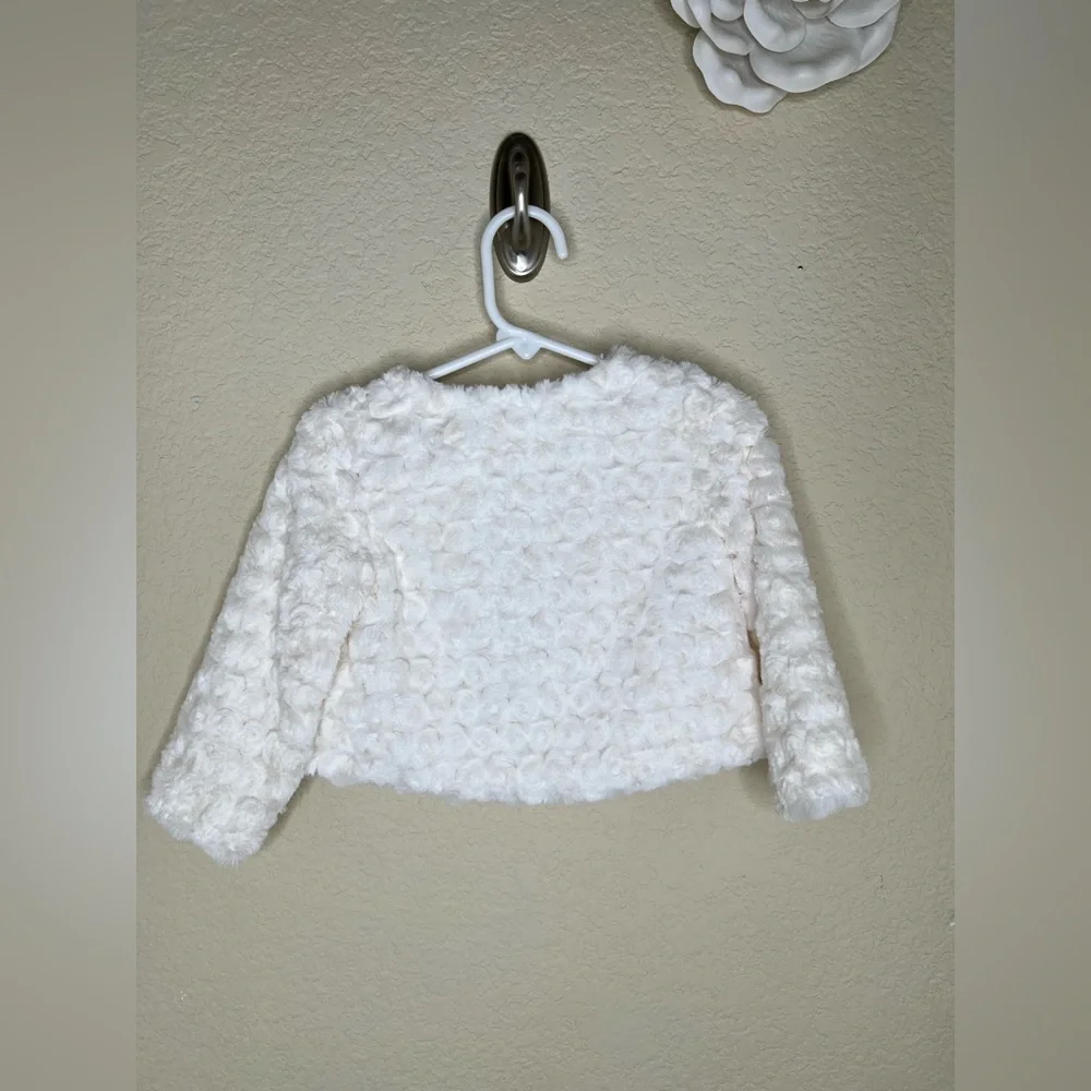NTM: Gymboree Baby Girl Rosette Faux Fur Bolero Cream Special Occasion 12-24M